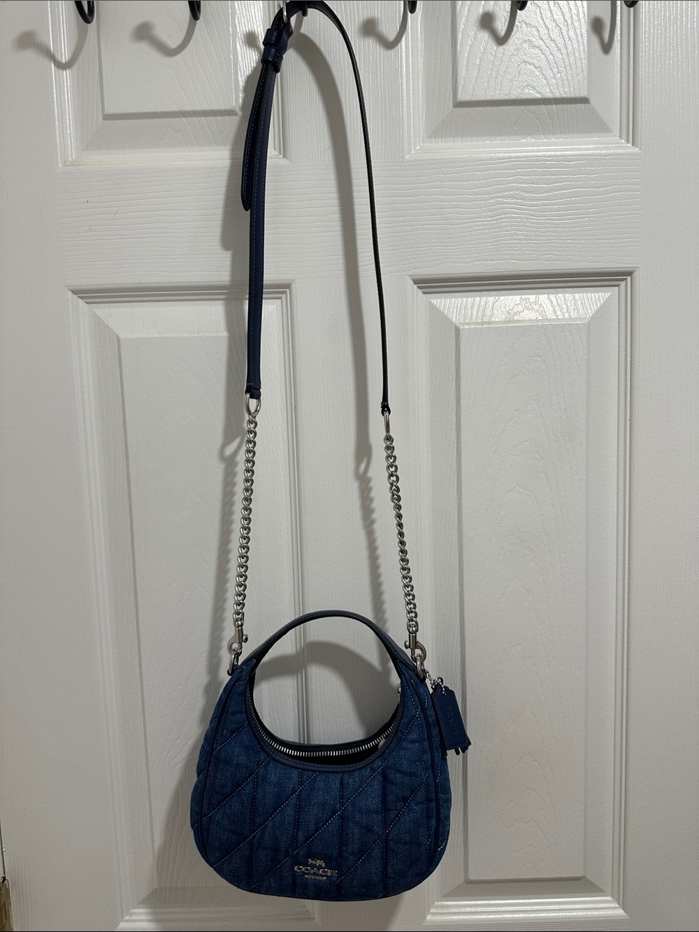 Coach Quilted Denim Crossbody Bag in Dark Blue